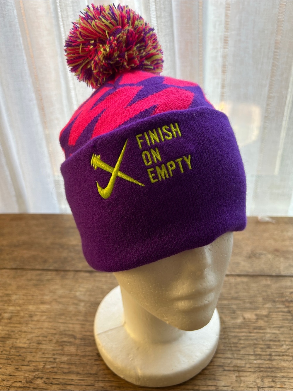 Nike NXN Finish on Empty Beanie Cuffed Knit Winter Hat. Vibrant Pink/Purple. OS.